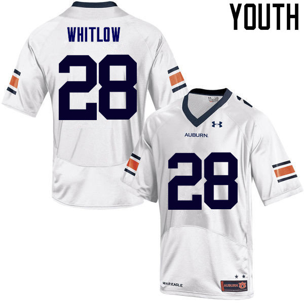 Youth Auburn Tigers #28 JaTarvious Whitlow White College Stitched Football Jersey